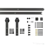 HOMCOM kit montat usi glisante, 200x4x0.6cm, negru | Aosom Romania
