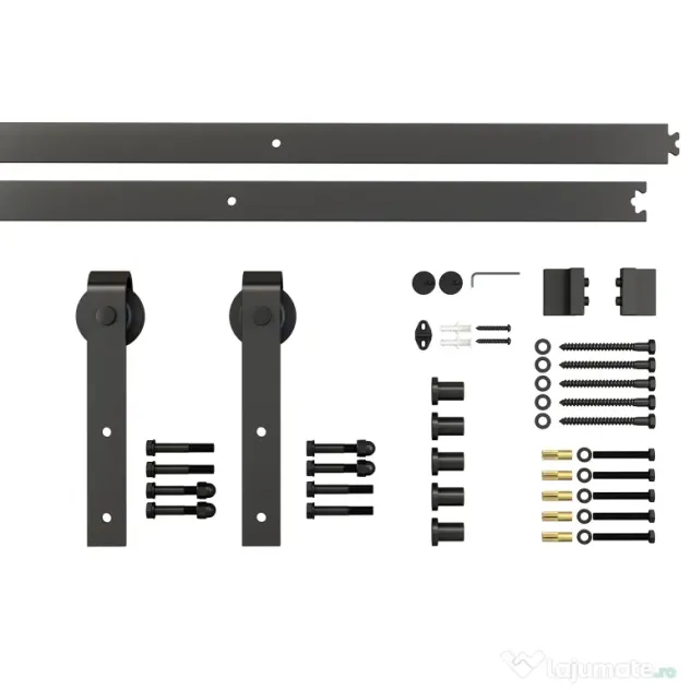 HOMCOM kit montat usi glisante, 200x4x0.6cm, negru | Aosom Romania
