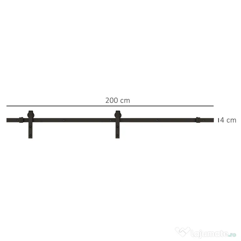 HOMCOM kit montat usi glisante, 200x4x0.6cm, negru | Aosom Romania
