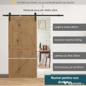 HOMCOM kit montat usi glisante, 200x4x0.6cm, negru | Aosom Romania