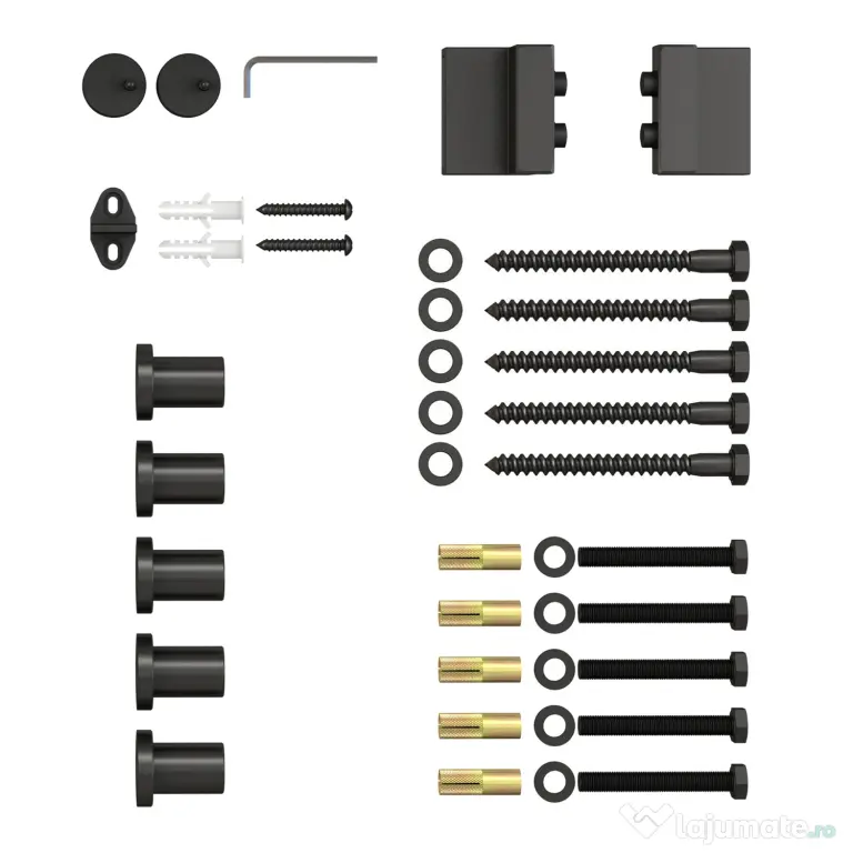 HOMCOM kit montat usi glisante, 200x4x0.6cm, negru | Aosom Romania