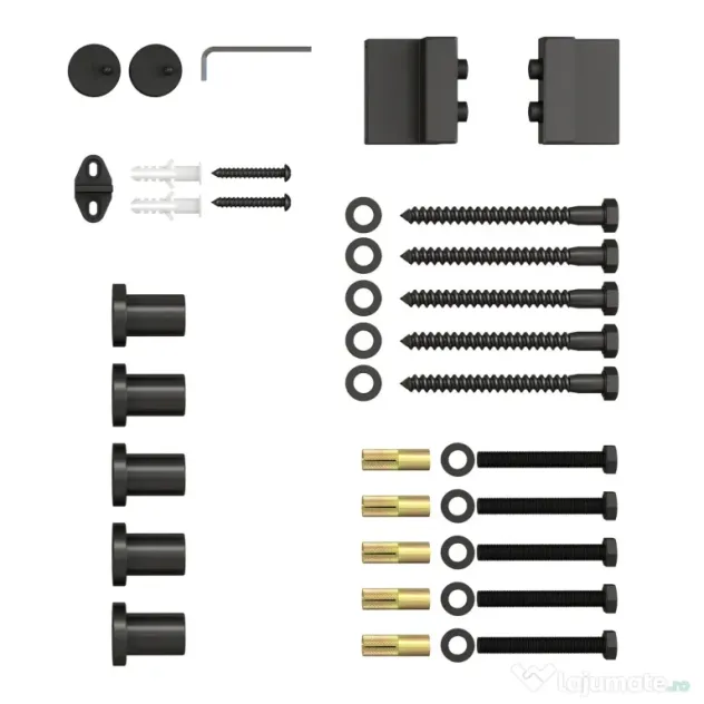 HOMCOM kit montat usi glisante, 200x4x0.6cm, negru | Aosom Romania