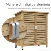 Outsunny Magazie de gradina, casuta din lemn de brad, sopron pentru unelte cu acoperis din bitum impermeabil | Aosom Romania