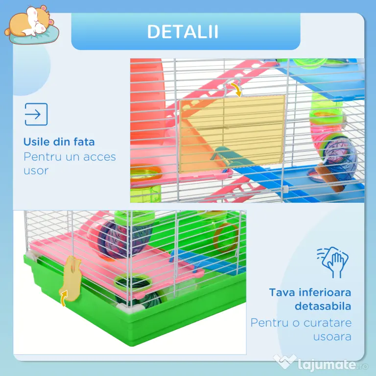 Cusca PawHut cu 5 Niveluri pentru Rozătoare, Dimensiuni 46x30x58 cm, Ideală pentru Hamsteri și Șoareci, Design Spațios și Funcțional | Aosom Romania
