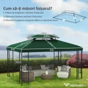 Outsunny Prelata pentru Foisor 4x3 m cu 2 Niveluri 