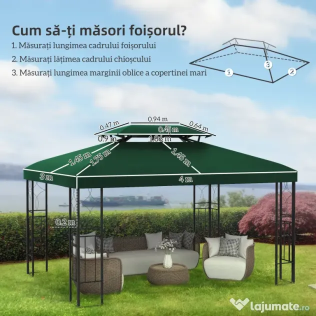 Outsunny Prelata pentru Foisor 4x3 m cu 2 Niveluri