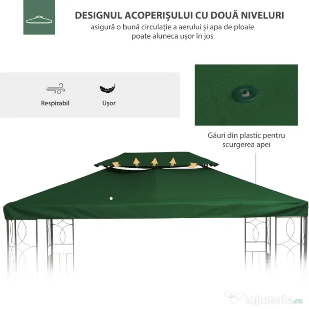Outsunny Prelata pentru Foisor 4x3 m cu 2 Niveluri