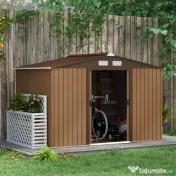 Outsunny casuta ustensile, magazie de gradina, sopron pentru unelte de exterior 277x195x192cm, Maro | Aosom Romania 