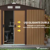 Outsunny casuta ustensile, magazie de gradina, sopron pentru unelte de exterior 277x195x192cm, Maro | Aosom Romania 