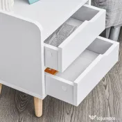 Noptiera alba cu 2 sertare extemsibilie, picioare din pin, mobila pentru casa,33x28x42cm HOMCOM | Aosom RO 