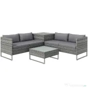 Outsunny Set de Gradina 4 Bucati cu 2 Canapele 2 Locuri, Masuta de Cafea si Masuta Inalta cu Lada, Set Masute si Scaune de Gradina