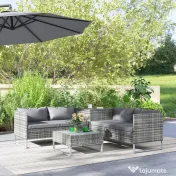 Outsunny Set de Gradina 4 Bucati cu 2 Canapele 2 Locuri, Masuta de Cafea si Masuta Inalta cu Lada, Set Masute si Scaune de Gradina