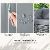 Outsunny Set de Gradina 4 Bucati cu 2 Canapele 2 Locuri, Masuta de Cafea si Masuta Inalta cu Lada, Set Masute si Scaune de Gradina