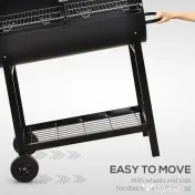 Outsunny Gratar din Otel cu 2 Grile Independente Negru 90cm x 45cm x 96cm | Aosom Romania