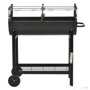Outsunny Gratar din Otel cu 2 Grile Independente Negru 90cm x 45cm x 96cm | Aosom Romania