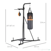 HOMCOM Aparat Multifuncțional pentru Box, cu Sac de Box Reglabil și Punching Ball, Ideal pentru Antrenament și Fitness Acasă | Aosom Romania 