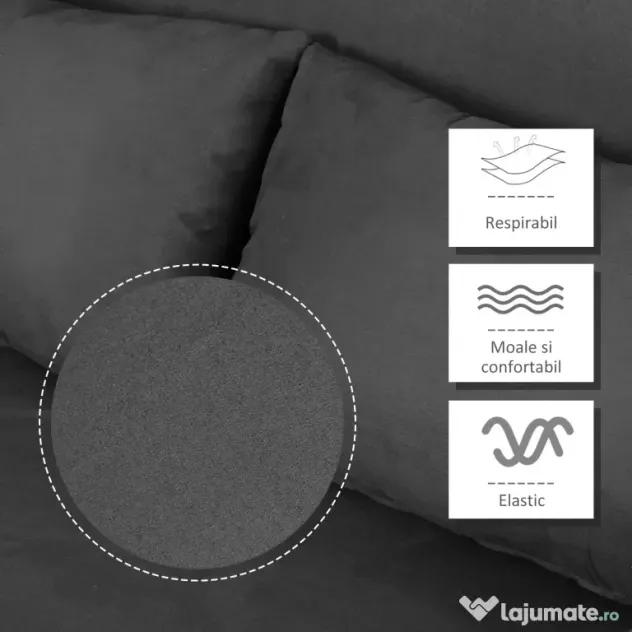 HOMCOM Canapea Extensibilă cu Șezut Reglabil în 5 Poziții și Perne Detașabile, Canapea din Imitație de Piele, 105x80x78 cm, Gri | Aosom Romania