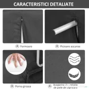 HOMCOM Canapea Pat 2 Locuri din Imitatie de Piele și Oțel cu Spătar Reglabil în 5 Poziții, 105x80x78 cm, Gri