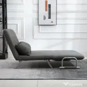 HOMCOM Canapea Pat 2 Locuri din Imitatie de Piele și Oțel cu Spătar Reglabil în 5 Poziții, 105x80x78 cm, Gri