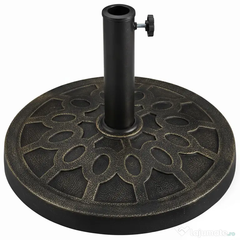 Outsunny Bază Rotundă pentru Umbrelă de Ø38 mm și Ø48 mm cu Mâner, Ø45x33 cm, Bronz | Aosom Romania