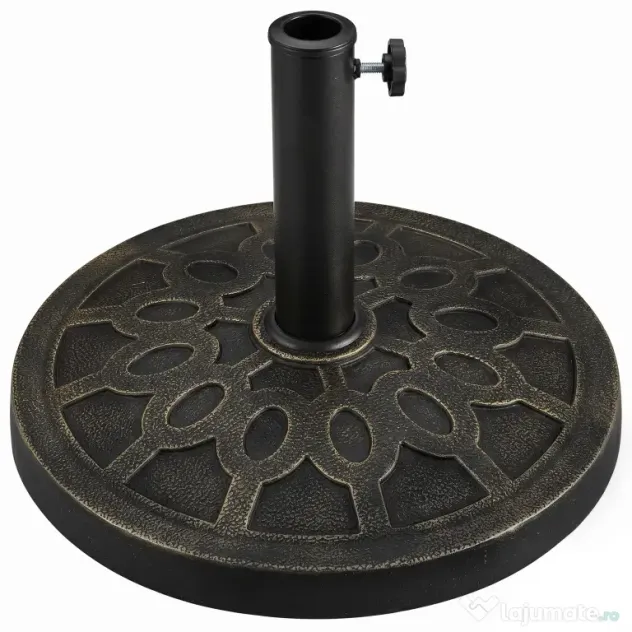 Outsunny Bază Rotundă pentru Umbrelă de Ø38 mm și Ø48 mm cu Mâner, Ø45x33 cm, Bronz | Aosom Romania