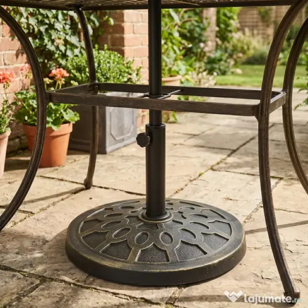 Outsunny Bază Rotundă pentru Umbrelă de Ø38 mm și Ø48 mm cu Mâner, Ø45x33 cm, Bronz | Aosom Romania