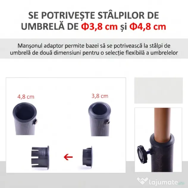 Outsunny Bază Rotundă pentru Umbrelă de Ø38 mm și Ø48 mm cu Mâner, Ø45x33 cm, Bronz | Aosom Romania