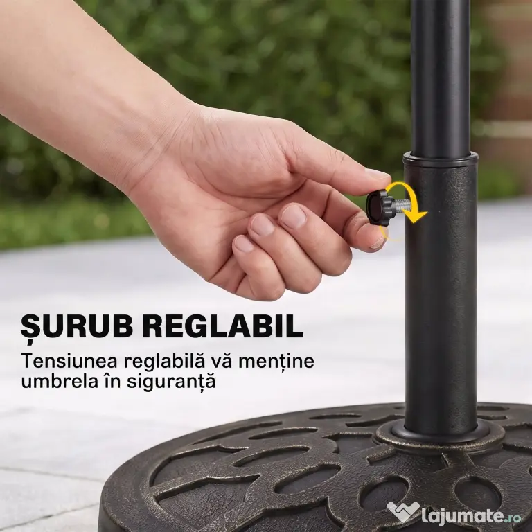 Outsunny Bază Rotundă pentru Umbrelă de Ø38 mm și Ø48 mm cu Mâner, Ø45x33 cm, Bronz | Aosom Romania