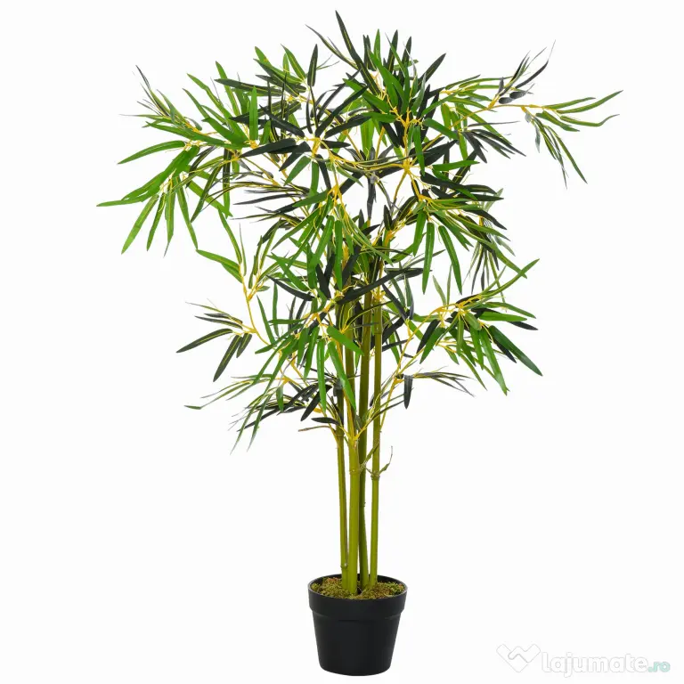 Bambus Artificial in Ghiveci Outsunny, Verde, Inaltime 120cm, Verde | Aosom Romania