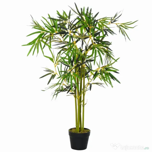 Bambus Artificial in Ghiveci Outsunny, Verde, Inaltime 120cm, Verde | Aosom Romania
