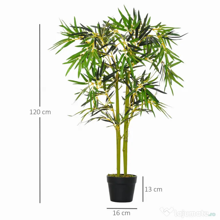 Bambus Artificial in Ghiveci Outsunny, Verde, Inaltime 120cm, Verde | Aosom Romania