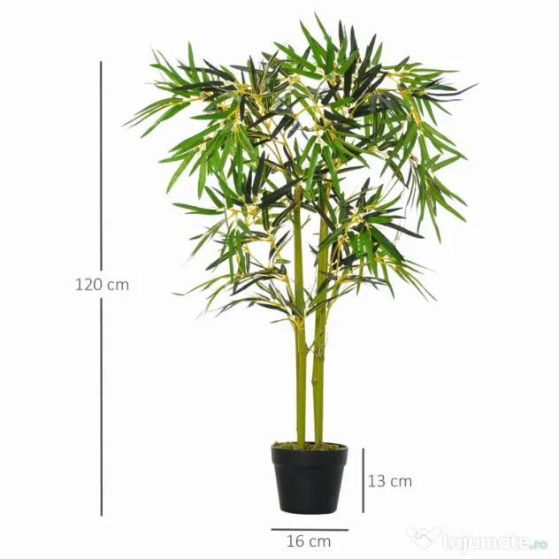 Bambus Artificial in Ghiveci Outsunny, Verde, Inaltime 120cm, Verde | Aosom Romania