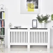 HOMCOM Carcasă Modernă pentru Calorifer din MDF Stratificat, Carcasă Calorifer pentru Casă și Birou, 172x19x81 cm, Alb | Aosom Romania 
