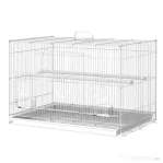 Colivie pentru Pasari din Metal cu Stinghii, Boluri pentru Mancare si Maner, 60x41x41cm, Alb