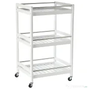 HOMCOM Cărucior de Bucătărie Alb, Lemn și Oțel Inox, 3 Etajere, 4 Roți, Design Modern și Funcțional | Aosom Romania 