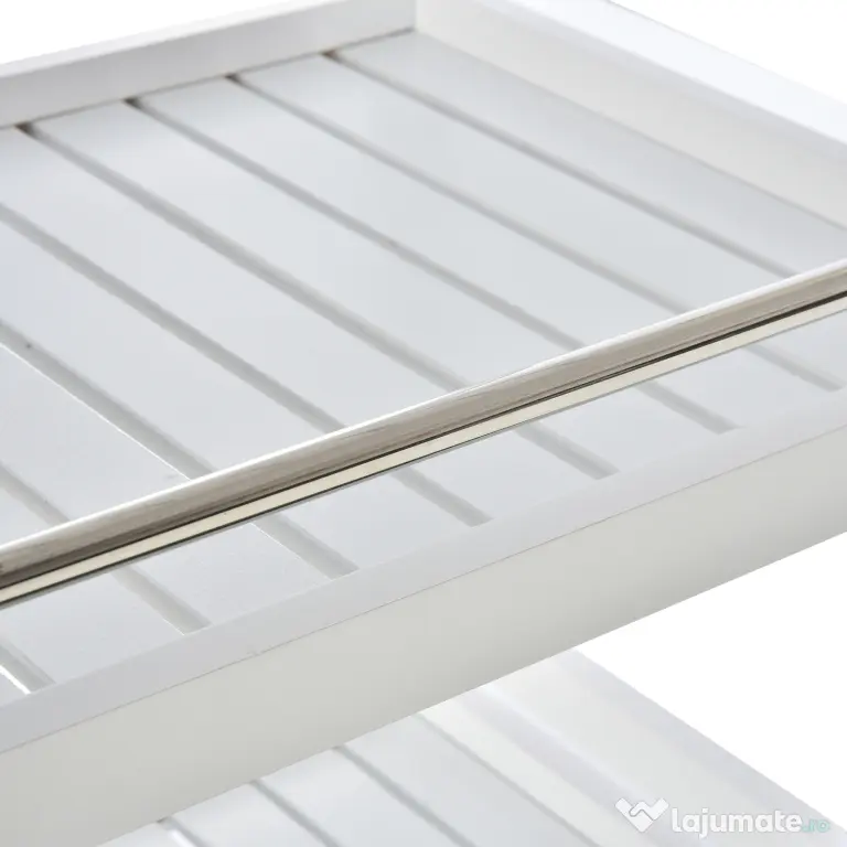 HOMCOM Cărucior de Bucătărie Alb, Lemn și Oțel Inox, 3 Etajere, 4 Roți, Design Modern și Funcțional | Aosom Romania