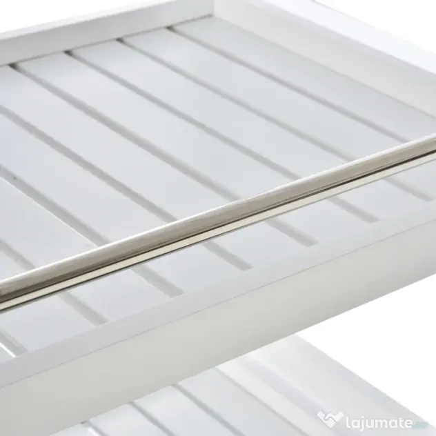 HOMCOM Cărucior de Bucătărie Alb, Lemn și Oțel Inox, 3 Etajere, 4 Roți, Design Modern și Funcțional | Aosom Romania