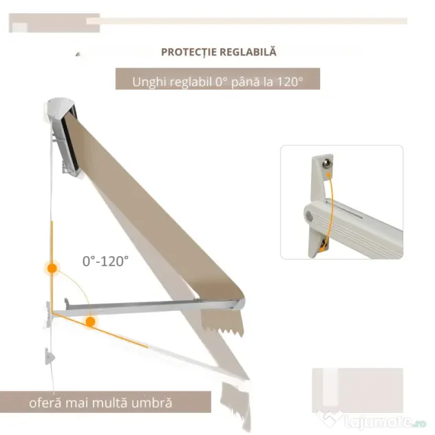 Outsunny Perdea de Soare Rulanta de Perete Bej, 180x70cm | Aosom Romania