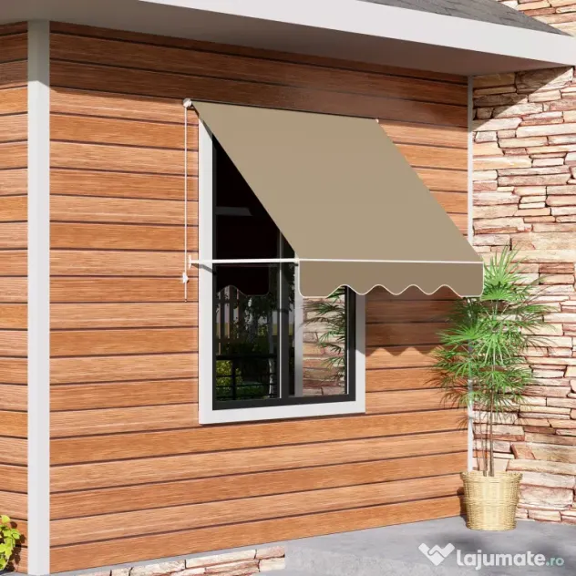 Outsunny Perdea de Soare Rulanta de Perete Bej, 180x70cm | Aosom Romania