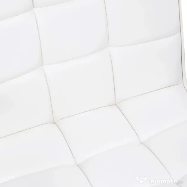 HOMCOM Scaun de Birou din Piele PU cu 5 Rotile Pivotante, Capitonaj și Înălțime Reglabilă, 52,5x54x84-99 cm, Alb | Aosom Romania