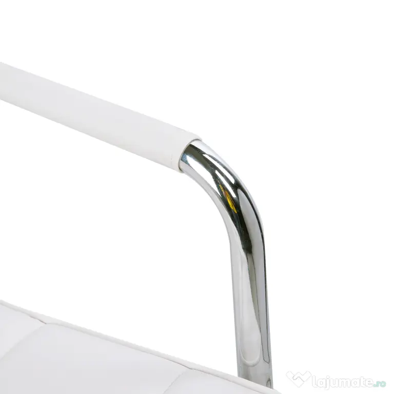 HOMCOM Scaun de Birou din Piele PU cu 5 Rotile Pivotante, Capitonaj și Înălțime Reglabilă, 52,5x54x84-99 cm, Alb | Aosom Romania