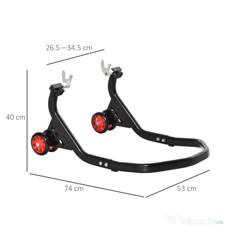 DURHAND Stender spate Universal de Ridicare pentru Motociclete pana la 200 kg, Negru