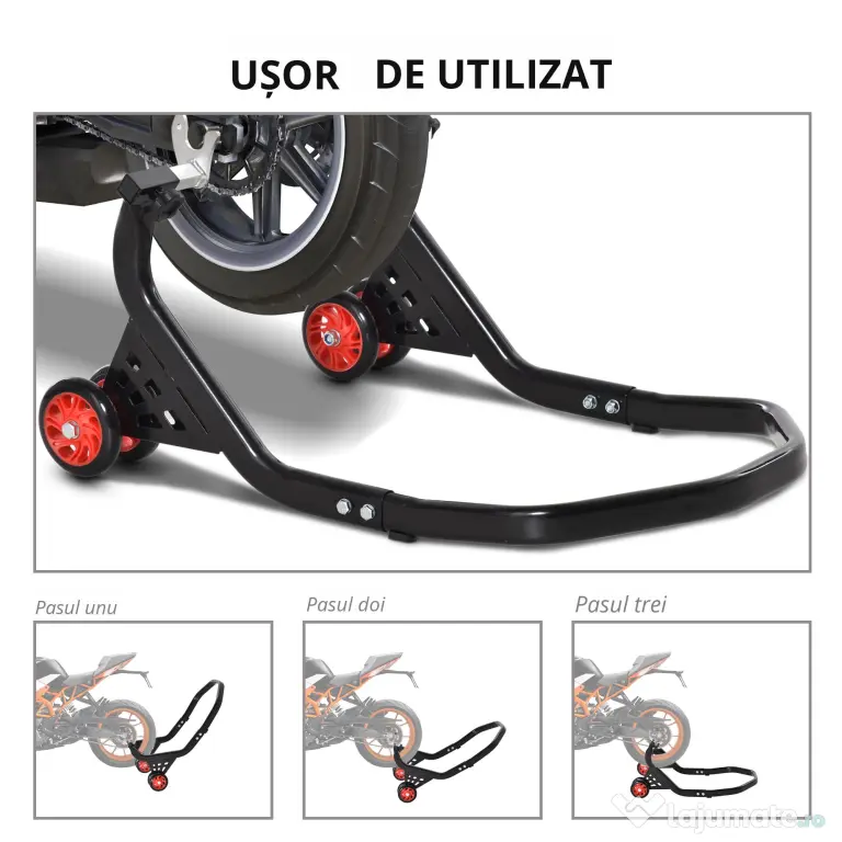 DURHAND Stender spate Universal de Ridicare pentru Motociclete pana la 200 kg, Negru