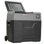 HOMCOM Frigider Auto de 50L cu Panou Touch, Mâner și 2 Roți, 58.6x37.8x54.5 cm, Gri | Aosom Romania