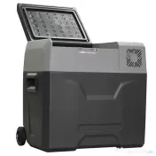 HOMCOM Frigider Auto de 50L cu Panou Touch, Mâner și 2 Roți, 58.6x37.8x54.5 cm, Gri | Aosom Romania