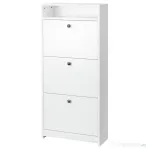 HOMCOM dulap pantofi, 3 compartimente, 60×24×132cm, alb | AOSOM RO
