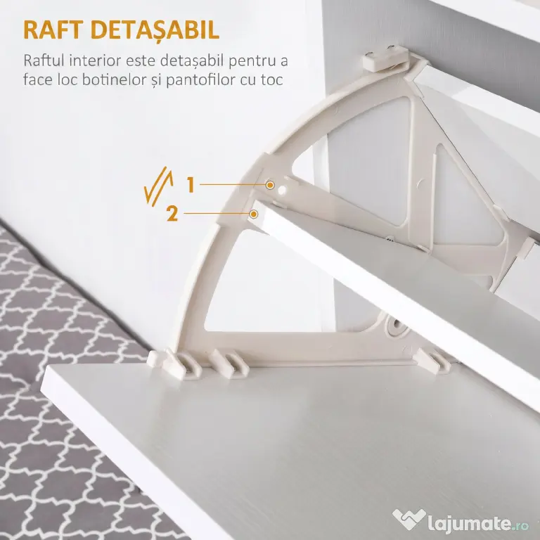 HOMCOM dulap pantofi, 3 compartimente, 60×24×132cm, alb | AOSOM RO