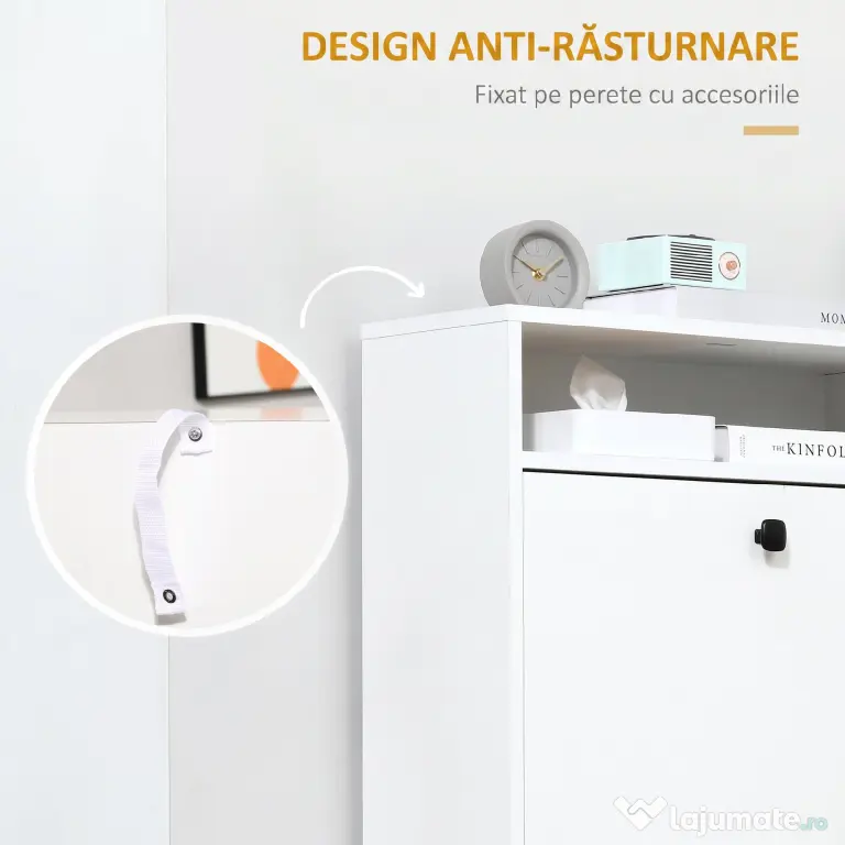 HOMCOM dulap pantofi, 3 compartimente, 60×24×132cm, alb | AOSOM RO