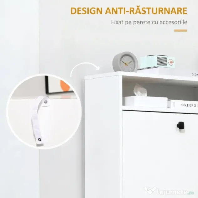HOMCOM dulap pantofi, 3 compartimente, 60×24×132cm, alb | AOSOM RO
