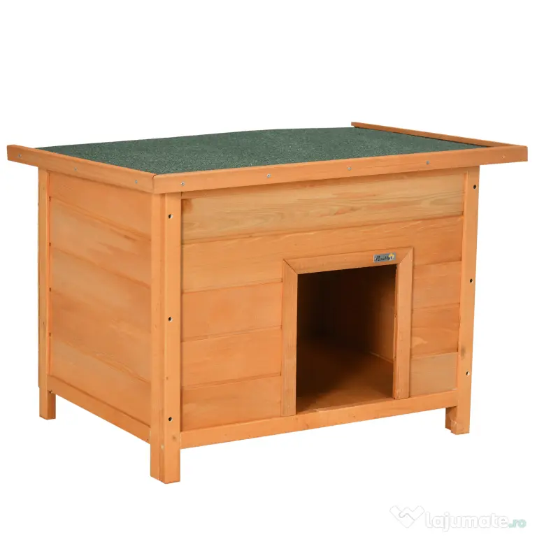 PawHut Cușcă pentru Câini Impermeabilă pentru Extern din Lemn de Brad, 82x58x58cm | Aosom Romania